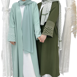 Abito da donna in stile Vintage Muslim Abaya splendidamente ricamato con frange Cardigan aperto per quattro stagioni - Product Image 3