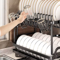 Support de rangement de cuisine professionnel Double niveaux pliant plat séchage égouttoir pour vaisselle bols tasses séchoir supports de stockage