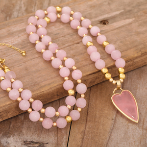 <span class=keywords><strong>Collana</strong></span> con ciondolo a cuore in cristallo <span class=keywords><strong>rosa</strong></span> <span class=keywords><strong>rosa</strong></span> in stile Boho, realizzata a mano per feste di matrimonio, regalo perfetto per San Valentino - Product Image 5