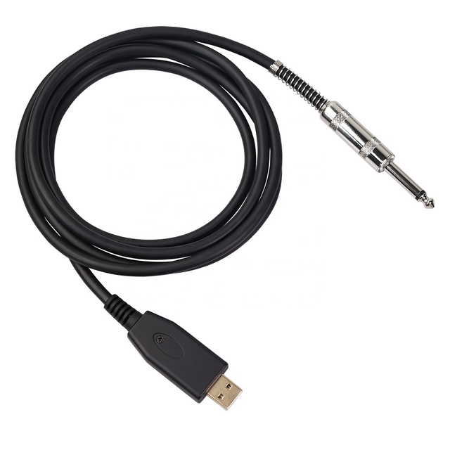 Professional 6.35mm mono jack Guitar to PC USB Link Recording Cable Lead Adaptor
