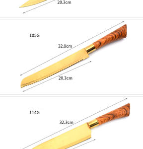 Couteaux de cuisine à lame 2cr13, manche en bois de haute qualité jeu de 6 pièces en acier titane avec boîte-cadeau - Product Image 6