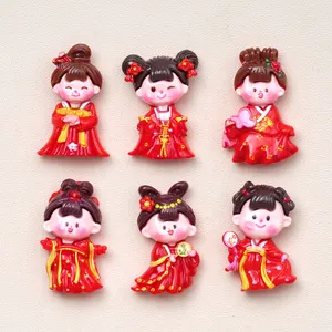 New Style Flatback Chinese Classical Girls Resin Charms Accessories For Scrapbooking Decoration Key Chain Pendant Hairpin Making