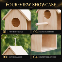 Nichoir en bois de pin naturel pour extérieur, boîte à oiseaux suspendue avec fenêtre de visualisation transparente, nichoir décoratif pour l'extérieur