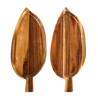 Houten serveerschalen van acacia, goedkoop, op maat gemaakt, voor fruit, charcuterie, desserts, hapjes, opbergplaten, bladvormig, voor snacks.