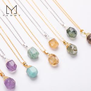 Bohemia phong cách pha lê Vòng cổ, đá quý tự nhiên thạch anh tím Citrine Rose Quartz Mặt Nugget Mặt dây chuyền dây chuyền Quà Tặng - Product Image 3