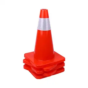 18'' Traffic Safety Cones 6 Pcs With Reflective Collars Durable PVC Orange Construction Cones For Home Road Parking Use