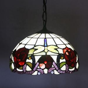 LongHuiJing 12 Inch European Stained Glass Rose Style Tiffany Pendant <b>Light</b> - Product Image 1