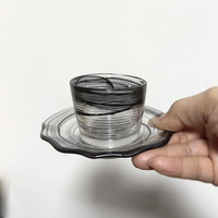Service à thé en verre style japonais personnalisé avec bol à couvercle, sous-verre isolant thermique, tasse créative de 60 ml et soucoupe