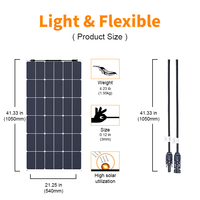Tuiles solaires flexibles Glory Solar GSS-100W 23% d'efficacité 125x125mm Blanc/Noir pour voiturette de golf, bateau, yacht CE ROHS ISO