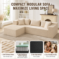Canapé d'angle modulable en tissu personnalisé HUAJU pour salon, ensemble sectionnel en forme de L avec chaise longue, garni d'éponge
