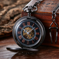 Montre de poche mécanique rétro, nouvelle collection, boule de jeu, Steampunk, squelette, coupe-vent, horloge, Double chasseur, chaîne, cadeau