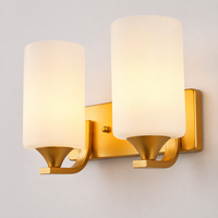 Applique murale LED dorée 5Wx2 E27 à double verre, lumière blanc chaud, pour chambre, hôtel, coiffeuse, AC85-265V, luminaire d'intérieur moderne