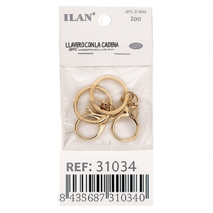 Portachiavi Ilan con catena da 60 mm color oro, set da 2 pezzi - Product Image 2