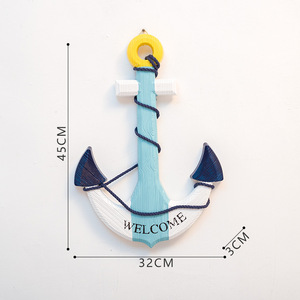 ประติมากรรมไม้รูปสมอเรือสไตล์เมดิเตอร์เรเนียน ขนาด 45x32 ซม. ของตกแต่งบ้านต้อนรับ - Product Image 1