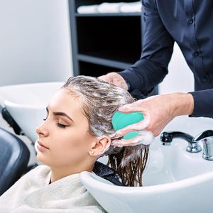 Free Sample Portable Manual Hair Scalp Massager Shampoo Brush PS Handle Dry Soft <b>Silicone</b> <b>Waterproof</b> Cleansing Brush - Product Image 4