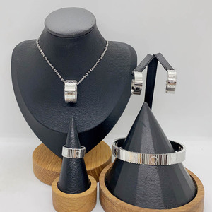 Classic Brand Jewelry Stainless Steel Nail Jewelry Necklace Earrings <strong>Bangle</strong> Ring 4pcs Jewelry <strong>Set</strong> - Product Image 2