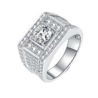 Bague de Fiançailles et de Cérémonie en Argent Sterling 925 avec Moissanite 1 Carat pour Homme et Femme, Collection Fine Joaillerie Étoile Deluxe