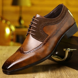 Chaussures Oxford légères pour hommes en cuir PU et daim gaufré, respirantes, antidérapantes, à lacets, pour mariage, soirée, printemps-été - Product Image 1
