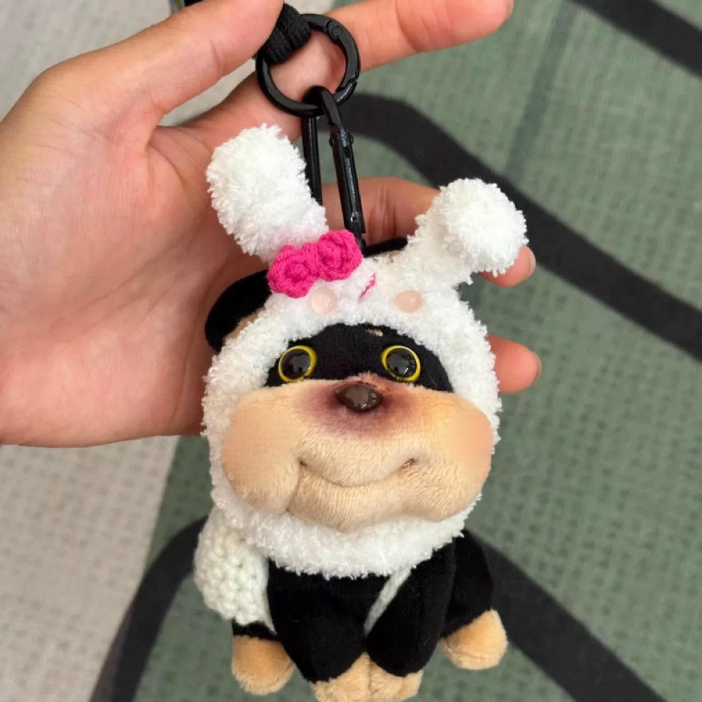 Lapin sacoche couvre-chef chiot assis [corde à main]