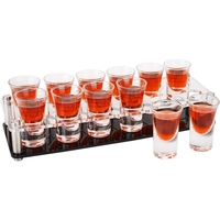 Support de présentation pour verres à shot en acrylique, 12 emplacements, transparent et noir poli, organisateur de boissons pour bar et maison