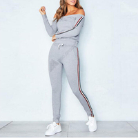 MEGO Sports Wanita Ukuran Besar Setelan Olahraga Fitness Anti-Bakteri Bernapas Crop Hoodie 2-Piece Tracksuit Joggers Custom Print