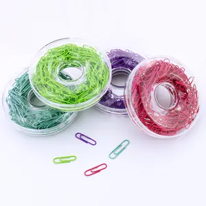 Green Red Purple Blue Color 28MM Metal Binder Paper Clips Round Box Paperclips School Office Accessories Organizer Stationery