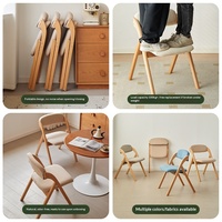 Chaise de salle à manger pliante en bois massif, empilable, pour cuisine, bureau, petit espace, appartement