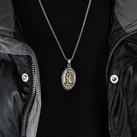 Kalung Liontin Perawan Maria Religius Berlapis Emas, Anti Air, Bahan Stainless Steel 316L, Vintage, Perhiasan Fashion Unisex