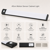 Lampu Kabinet Aluminium 40cm Modern Tahan Air Sensor Gerak PIR LED Isi Ulang Dapat Diredupkan 3 Suhu Warna CE RoHS FCC