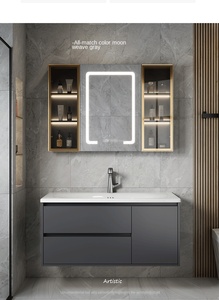 <span class=keywords><strong>ตู้</strong></span>ห้องน้ำติดผนังแบบออลอินวัน รุ่น 900 Egg Modern พร้อมอ่างล้างหน้า ประตูไม้อัดเคลือบเงา รวมก๊อกน้ำและกระจก - Product Image 6