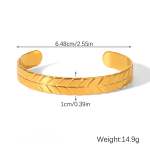 Gelang manset dapat disesuaikan berlapis emas <span class=keywords><strong>18k</strong></span> tahan air MW gelang mode wanita noda terbuka gelang tangan desainer baja tahan karat - Product Image 6