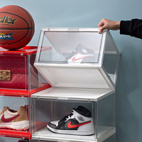 Boîtes de rangement pour chaussures en plastique PP transparent, pliables, empilables, magnétiques, avec roulettes pour placard