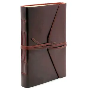 Vintage Fine PU Leather Hardcover Embossed Brand Logo Note Book Antique Dairy