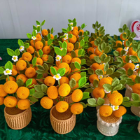Bunga Buah Rajutan Tangan Buatan Sendiri, Pot Bunga Buatan, Oranye, Stroberi, Alpukat, Bonsai untuk Dekorasi Rumah, Hadiah Peresmian Rumah