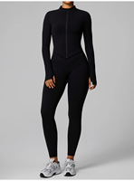 Set Yoga Logo Kustom Celana Legging Yoga Pinggang Tinggi Warna Solid Jaket Zip Lengan Panjang Pakaian Olahraga Wanita OEM ODM