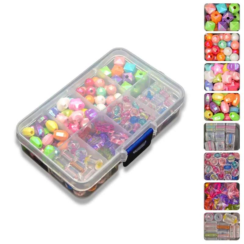 Hot Sale Handmade Jewelry Making Beads Kit For Kids Color Plating Stars Faceted Barrel Clear Oval Round Square Accessories Set