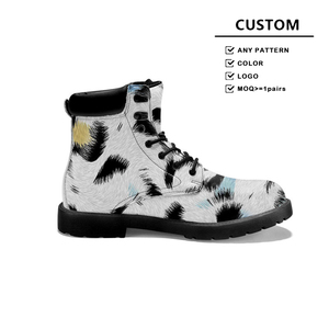 Sepatu bot tinggi pergelangan kaki termal uniseks, sepatu bot tahan air bertali dengan pola dan warna apa pun musim panas trendi baru - Product Image 2