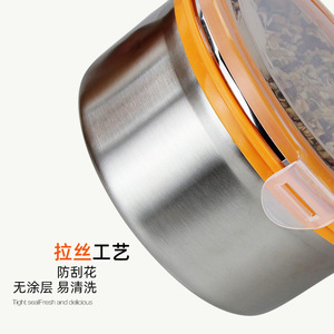 304 Stainless Steel Food <b>Storage</b> <b>Containers</b> 1000ml 1700ml 2700ml Airtight Round Lunch Boxes For Travel Picnic Camping - Product Image 5