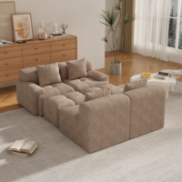 Canapé-lit modulaire sectionnel en U, chaise longue surdimensionnée 4 places, convertible sans structure, ensemble de canapé de sol capitonné effet nuage
