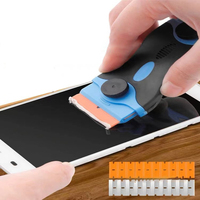Outil de nettoyage pour enlever les étiquettes, les autocollants, les peintures, le vernis, le verre des fenêtres, grattoir à lame de rasoir rétractable en plastique