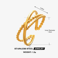 Cincin Garis Minimalis Baja Tahan Karat Terinspirasi Mode Eropa dan Amerika, Cincin Terbuka Berbentuk Bulat Vintage yang Dipersonalisasi untuk Wanita