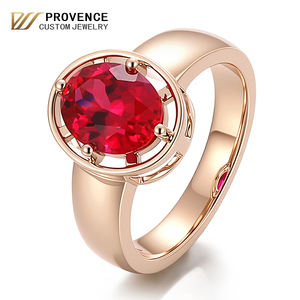 PROVENCE Jewelry ring Certified included 2.5carat lab RUBY ring Couple's unisex daily commemorative ring real <b>solid</b> gold ring - Product Image 1