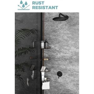 Modern 4-Tier Metal Telescopic Shower Caddies Black <b>Corner</b> Rack Storage Organizer <b>Bathroom</b> Bedroom Apartment Living Room Hotels - Product Image 6