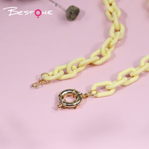 Collar corto de moda para chicas, regalo de joyería al por mayor, collar de cadena de resina geométrica de Color caramelo para mujer - Product Image 4