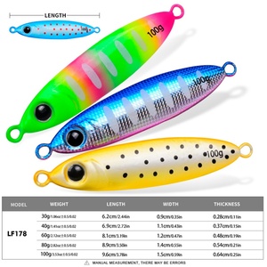 เหยื่อตก<span class=keywords><strong>ปลา</strong></span>ทะเลน้ำลึก Night Glow Metal 30 กรัม 100 กรัม 6 สี สำหรับตก<span class=keywords><strong>ปลา</strong></span>ขนาดใหญ่ พร้อมหัวจิ๊ก ตะขอคู่ เหยื่อจิ๊กแข็ง - Product Image 2