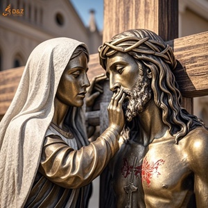 Famoso cristiano cattolico decorazione in ottone statua di gesus 14 stazioni sesta stazione Veronica a grandezza naturale pulire la faccia di gesus scultura in bronzo - Product Image 6