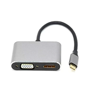 Station d'accueil USB-C 4-en-1 avec adaptateur PD 100W Type-C 4K HDTV VGA USB 3.0 pour ordinateur portable, téléviseur, projecteur