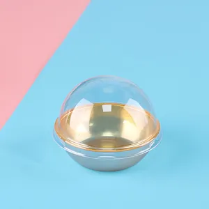 Wholesale Clear Mooncake Packaging Plastic Mini Dome Cupcake Container Disposable Gold Muffin Bakery Mooncake Boxes