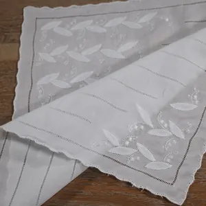 Женский носовой платок ручной работы S023, белый свадебный платок из 100% хлопка 14x14 дюймов с ручной вышивкой и краями