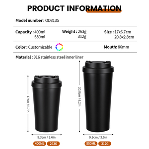 Olerd 550ML 17oz Tasse à café isotherme en acier inoxydable, anti-fuite, sans BPA, maintien au chaud de 6 à 12 heures pour les professionnels - Product Image 5